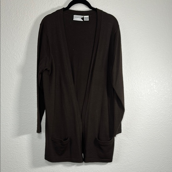 100% Wool Brown Cardigan Sweater L - Picture 1 of 5